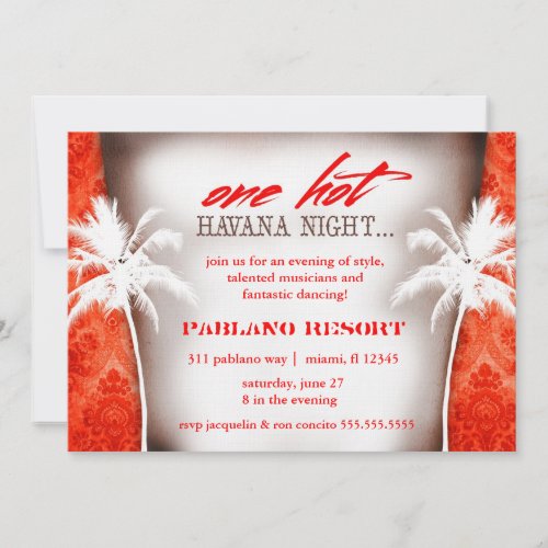 GC One Hot Havana Night Vintage Red Invitation