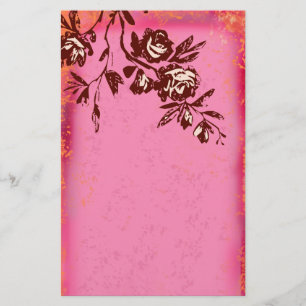 GC   Orange Cream Rose Stationery