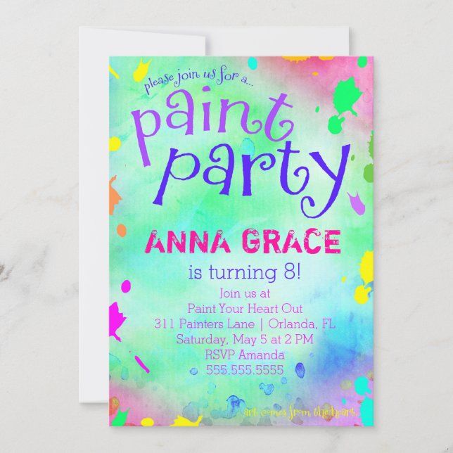 GC Paint Party Birthday Invitation (Front)