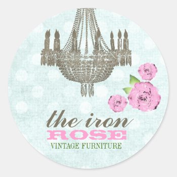 Gc Pastel Pink & Mint Green Vintage Rose Dots Classic Round Sticker by TheGreekCookie at Zazzle