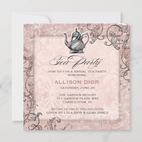 GC Peach Tea Party Vintage Custom Invite