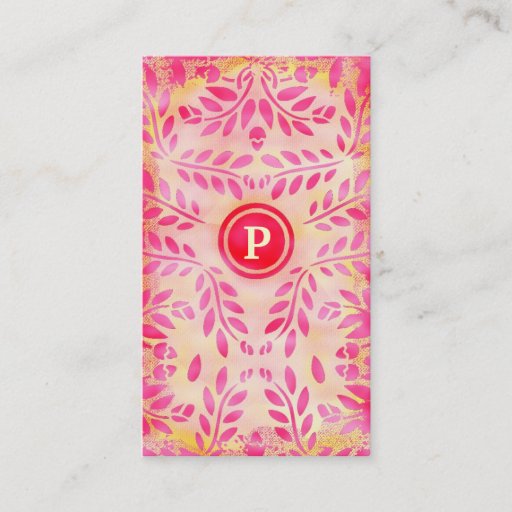 Customizable GC | Pink Lemon Cookie Monogram Business Card Template