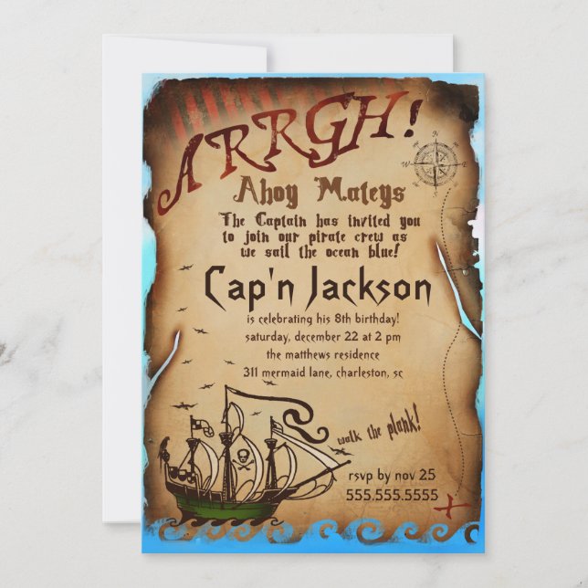 GC Pirate Birthday Party Invitation (Front)
