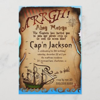 Gc Pirate Birthday Party Invitation by TheGreekCookie at Zazzle