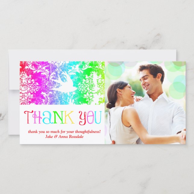 GC Rainbow Thank You Bird Card (Front)