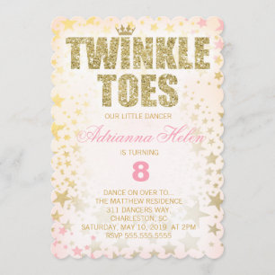 GC Scalloped Glitter Twinkle Toes Dancer Invitation