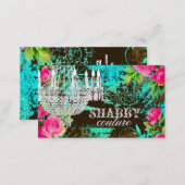 GC Shabby Aqua Garden Chandelier Business Card (Front/Back)