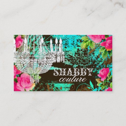 Customizable GC Shabby Aqua Garden Chandelier Business Cards