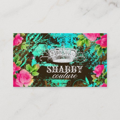 Customizable GC Shabby Aqua Garden Tiara Business Card Templates