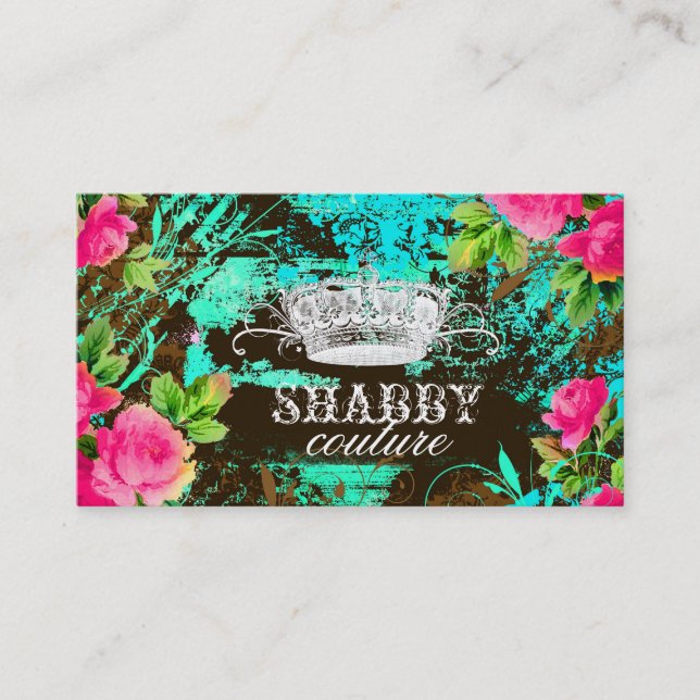 GC Shabby Aqua Garden Tiara Business Card (Front)
