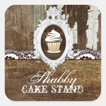Gc Shabby Cake Stand Baroque Frame Square Sticker by TheGreekCookie at Zazzle