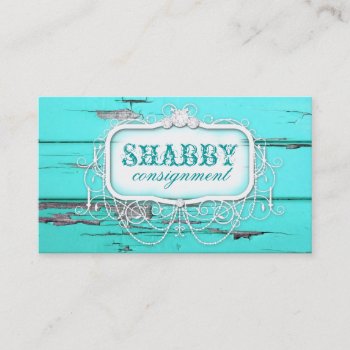 Gc Shabby Vintage Aqua Wood Business Card by TheGreekCookie at Zazzle