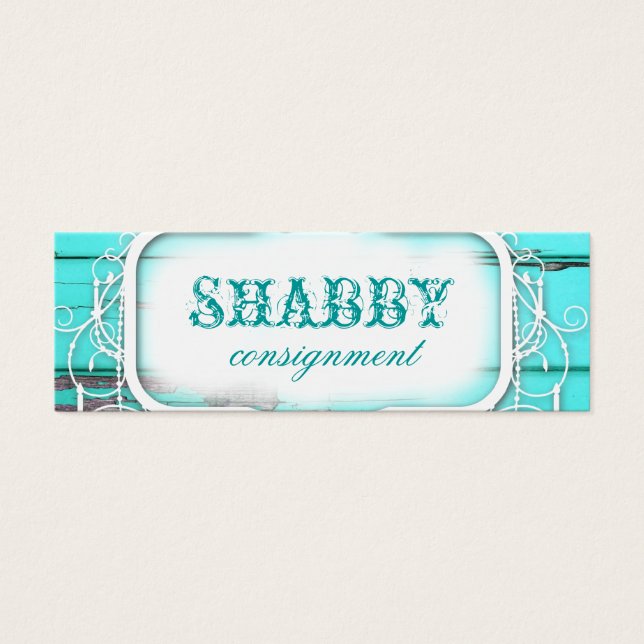 GC Shabby Vintage Aqua Wood Price Tag (Front)