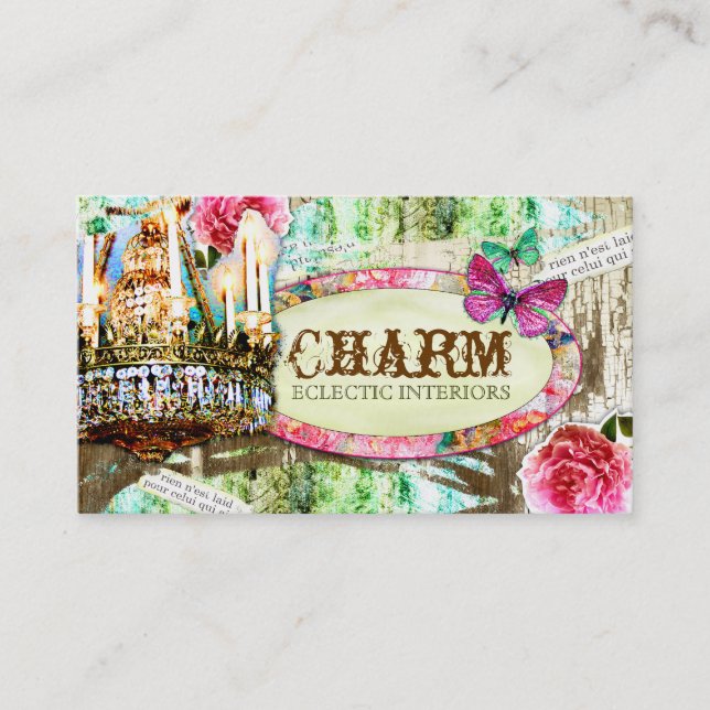 GC | Shabby Vintage Charm Chipped Paint Business Card (Front)