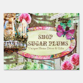 Gc Shabby Vintage Charm Chipped Paint Yard Sign by TheGreekCookie at Zazzle