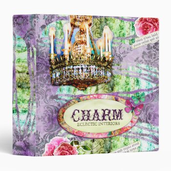 Gc | Shabby Vintage Charm - Large Purple Damask 3 Ring Binder by TheGreekCookie at Zazzle