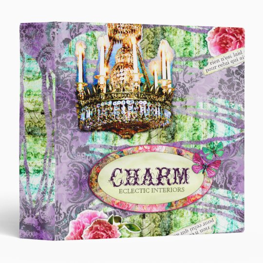 GC | Shabby Vintage Charm - Large Purple Damask 3 Ring Binder