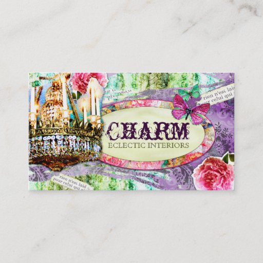 Customizable GC | Shabby Vintage Charm - Purple Damask Business Cards
