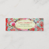 GC Shabby Vintage Charm - Red Turquiose Damask Mini Business Card (Back)