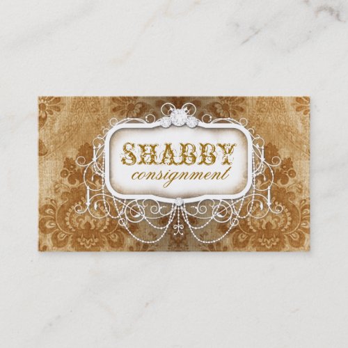 GC Shabby Vintage Gold Damask Business Card Template