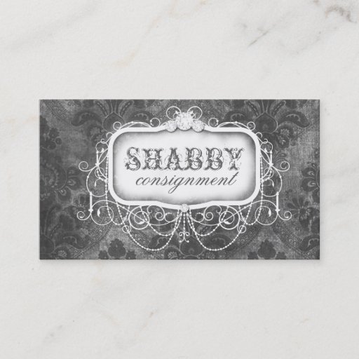 Customizable GC Shabby Vintage Gray Damask Business Card