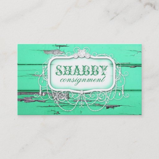 Customizable GC Shabby Vintage Green Wood Business Card Template