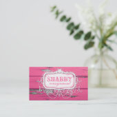 GC Shabby Vintage Pink Wood Business Card (Standing Front)