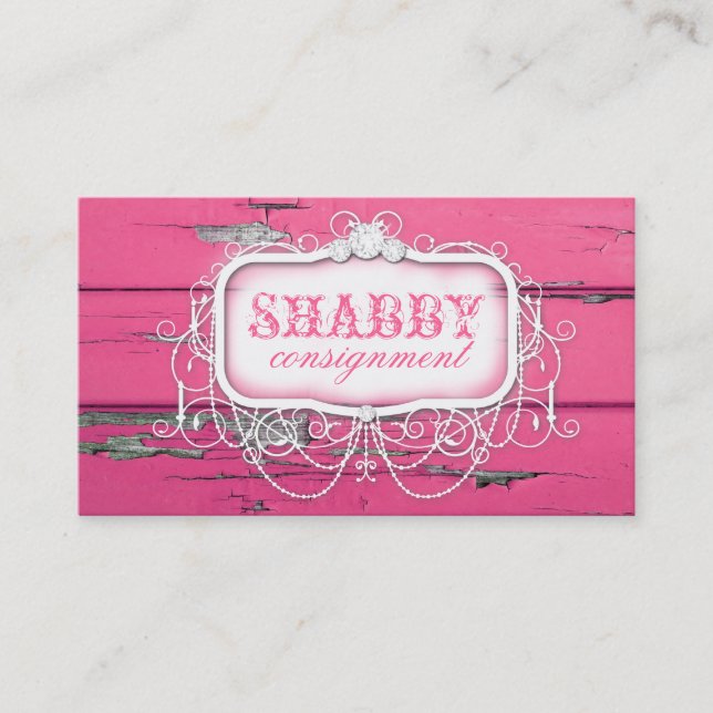 GC Shabby Vintage Pink Wood Business Card (Front)
