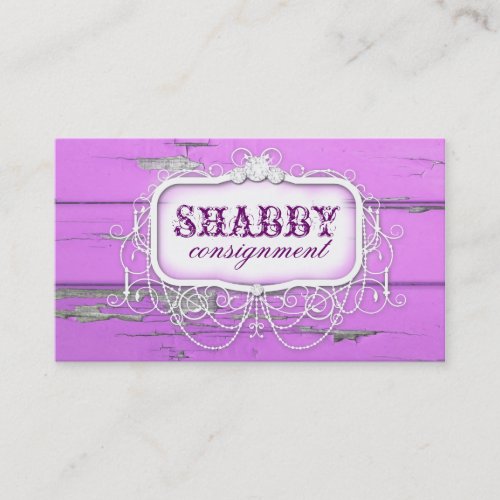 GC Shabby Vintage Purple Wood Business Card