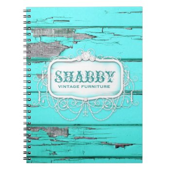 Gc Shabby Vintage Wood Aqua Notebook by TheGreekCookie at Zazzle