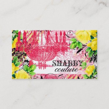 Gc Shabby Yellow Rose Garden Chandelier Business Card by TheGreekCookie at Zazzle