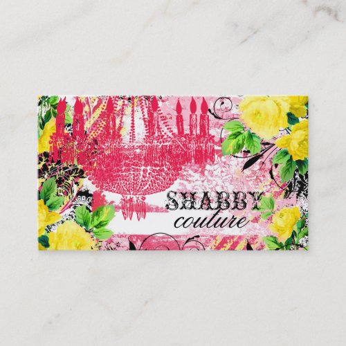 GC Shabby Yellow Rose Garden Chandelier Business Card