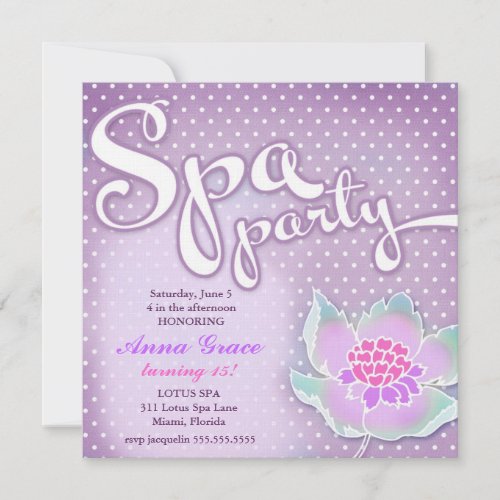 GC Spa Party Lotus Purple Invitation