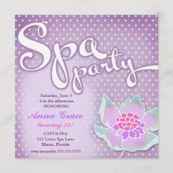 Gc Spa Party Lotus Purple Invitation by TheGreekCookie at Zazzle