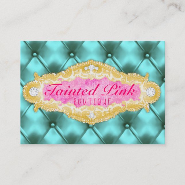 GC Tainted Pink & Aqua Tuft Business Card (Front)