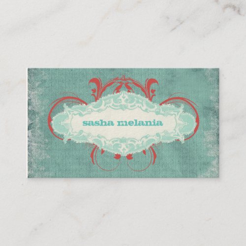 GC | Tantalizing Turquoise Red "Aged" Business Card Templates