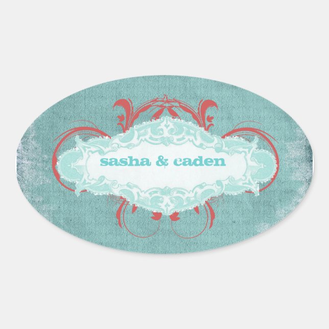 GC | Tantalizing Turquoise Red "Aged" Oval Sticker (Front)