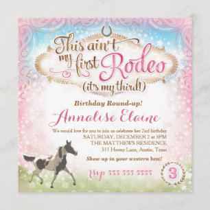GC This Ain't My First Rodeo 3rd Birthday Invitation
