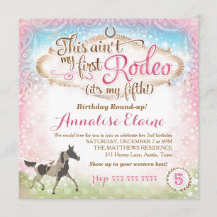 GC This Ain't My First Rodeo 5th Birthday Invitation