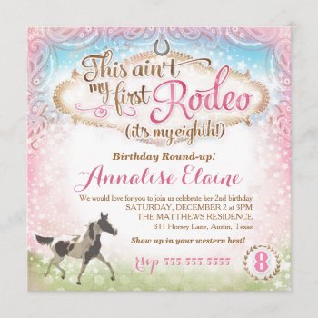 Gc This Ain't My First Rodeo 8th Birthday Invitation by TheGreekCookie at Zazzle