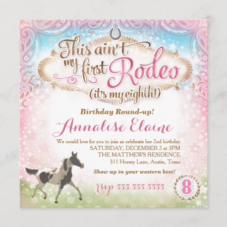 Gc This Ain't My First Rodeo 8th Birthday Invitation