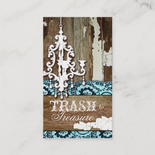 GC | Trash to Treasure Chandelier Aqua Blue Business Card Template