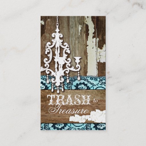 Customizable GC | Trash to Treasure Chandelier Aqua Blue Business Card Template