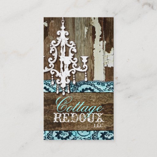 Customizable GC Trash to Treasure Chandelier Aqua Blue Business Card Template