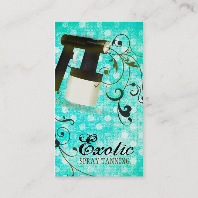 GC Turquoise Dots Spray Tan Vintage Business Card (Front)