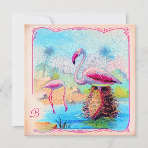 GC  Vibrant Vintage Flamingos Invitation