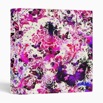 Gc | Vintage Bombshell Butterfly Damask Binder by TheGreekCookie at Zazzle