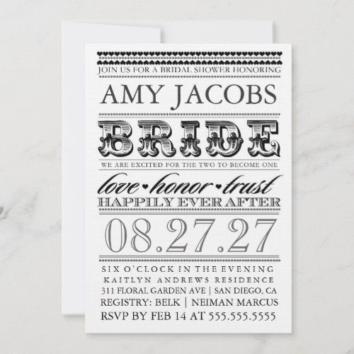 GC Vintage Bridal Shower Happily Ever After Invite