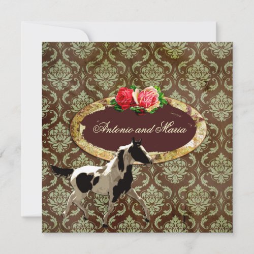 GC | Vintage Damask with Horse |  Brown Custom Invites