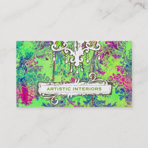 GC Vintage Fruit Flavors Grunge Chandelier Business Card